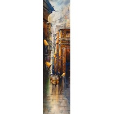 Aisha Khan, 09 x 30 Inch, Watercolor on Paper, Cityscape Painting, AC-AHK-013
